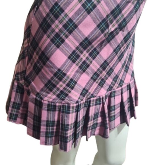 Soulmates Skirt Black & Hot Pink Plaid Ruffle Bottom Women's Size Large - Picture 5 of 11